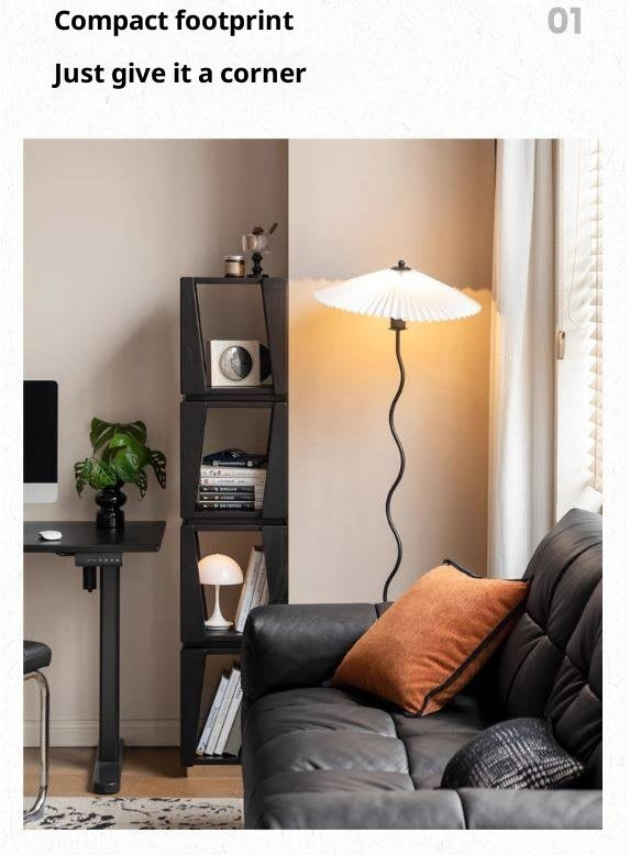 Oak Solid Wood Narrow Bauhaus Style Bookshelf