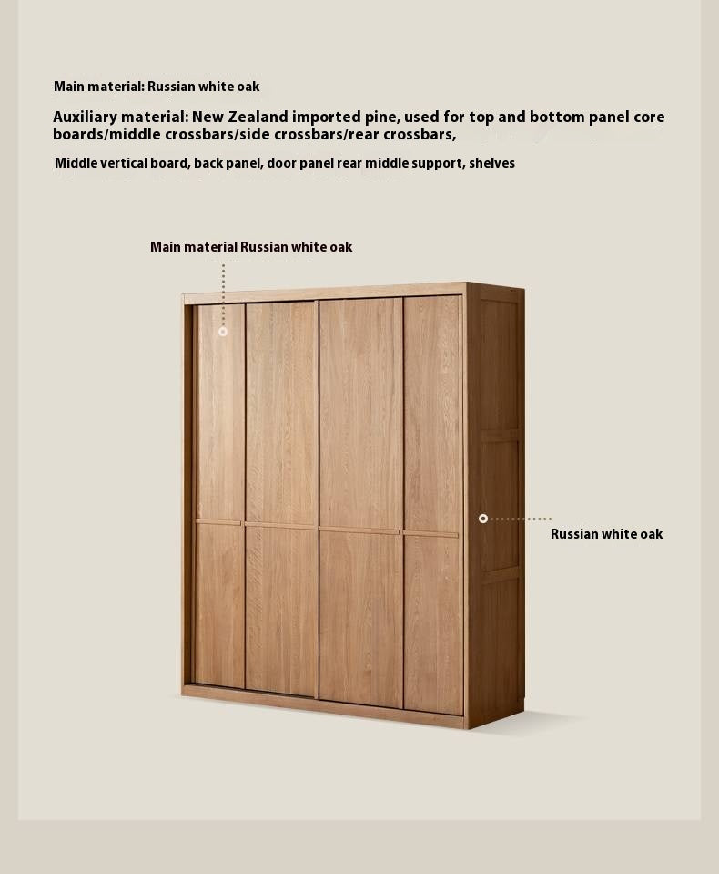 Oak Solid Wood Modern Double Door Wardrobe