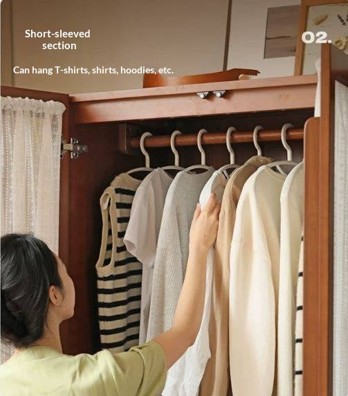 Poplar Solid Wood Modern Retro Style Double Door Wardrobet.