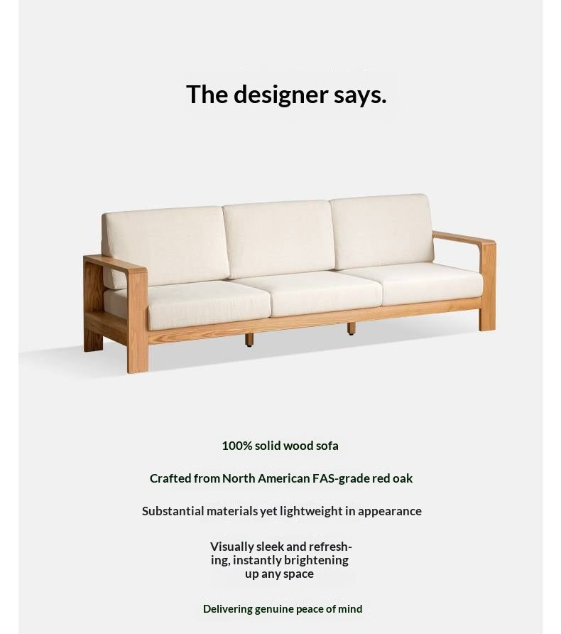 Oak Solid Wood Modern Fabric Sofa.