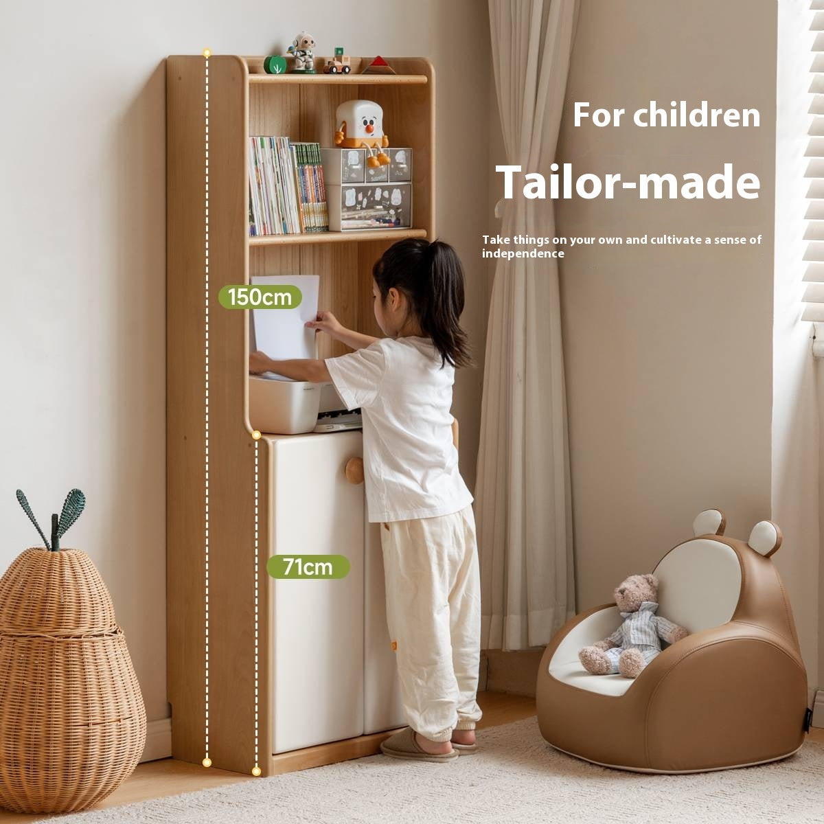 Beech Solid Wood Children's Bookcase.