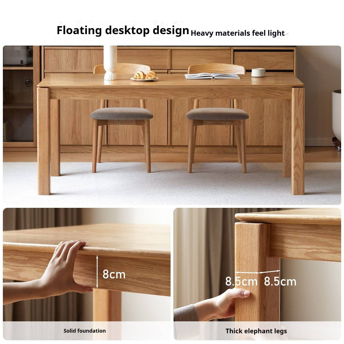 Oak Solid Wood Modern Minimalist Long Dining Table