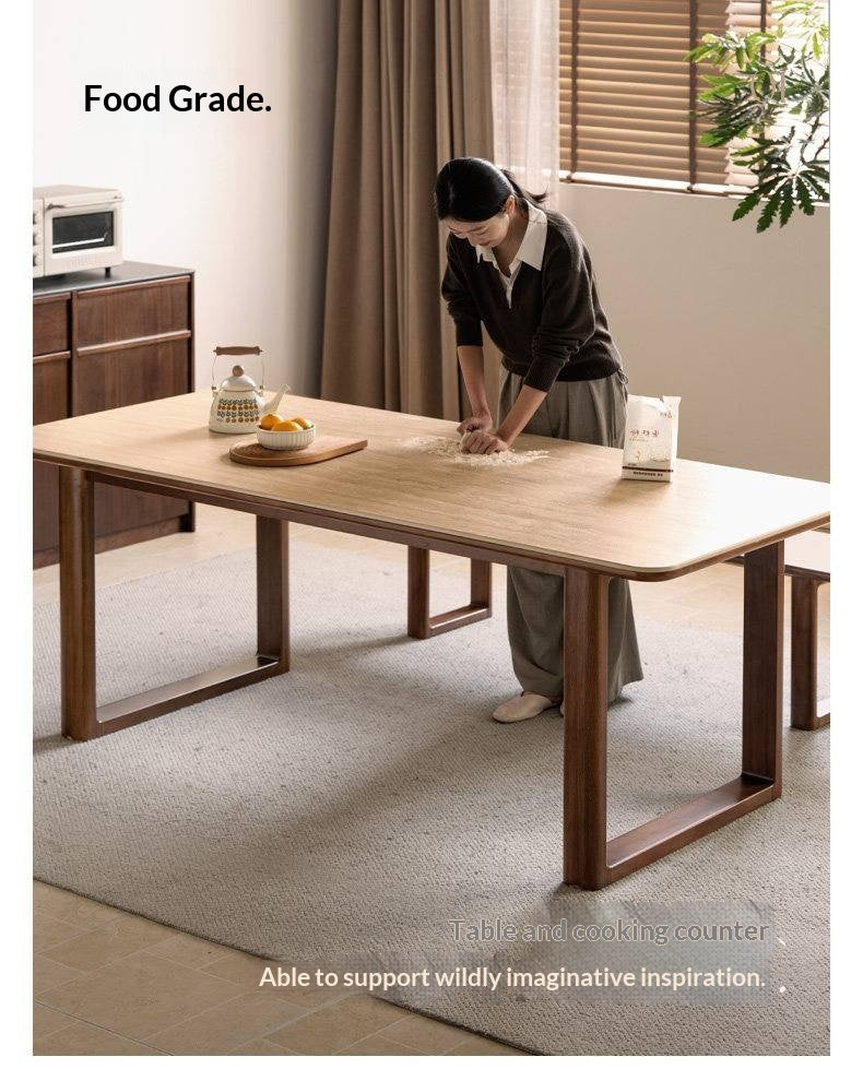 Solid Longan Hardwood Slab Dining Table with Antique-Inspired Retro Design