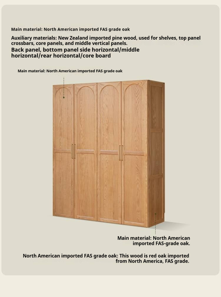 Oak Solid Wood Wardrobe French Retro Style
