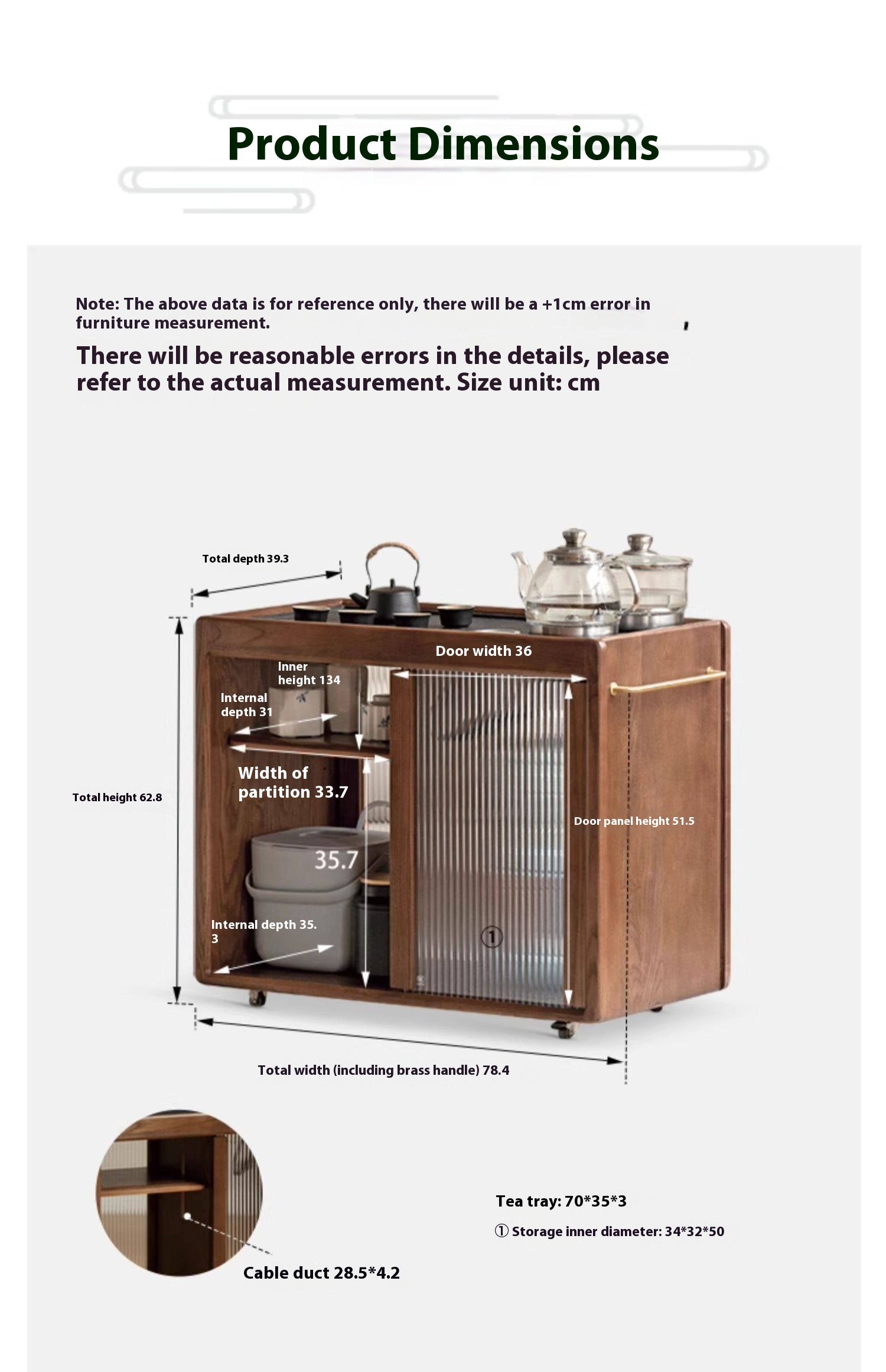 Ash, Oak, Black Walnut Solid Wood Mobile Tea Cabinet