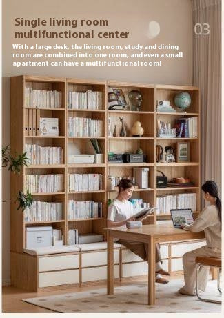 Oak Solid Wood Cream Style Study Bookcase