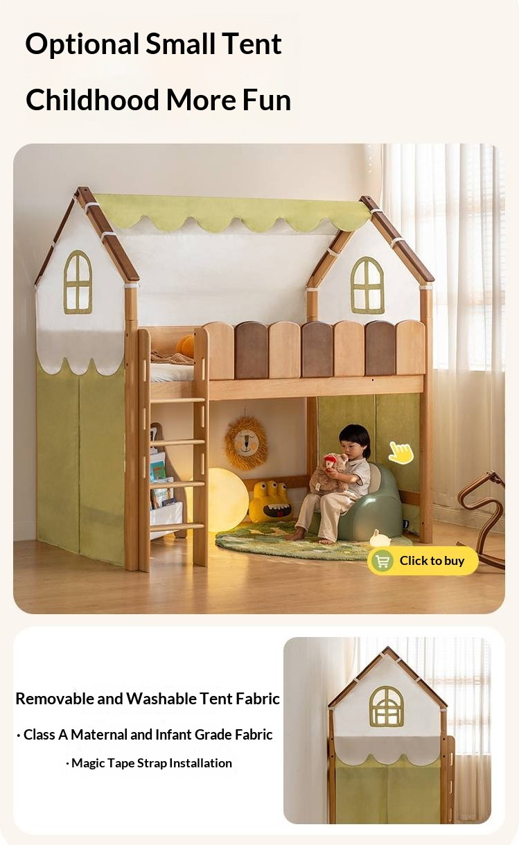 Beech Solid Wood Children's Treehouse Bed Multifunctional Loft Bed