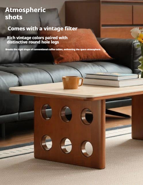 Poplar, Ash Solid Wood Rock Plate Retro Coffee Table.
