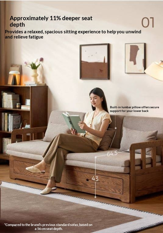 Oak Solid Wood Spindle Daybed with Trundle and Storage Drawers