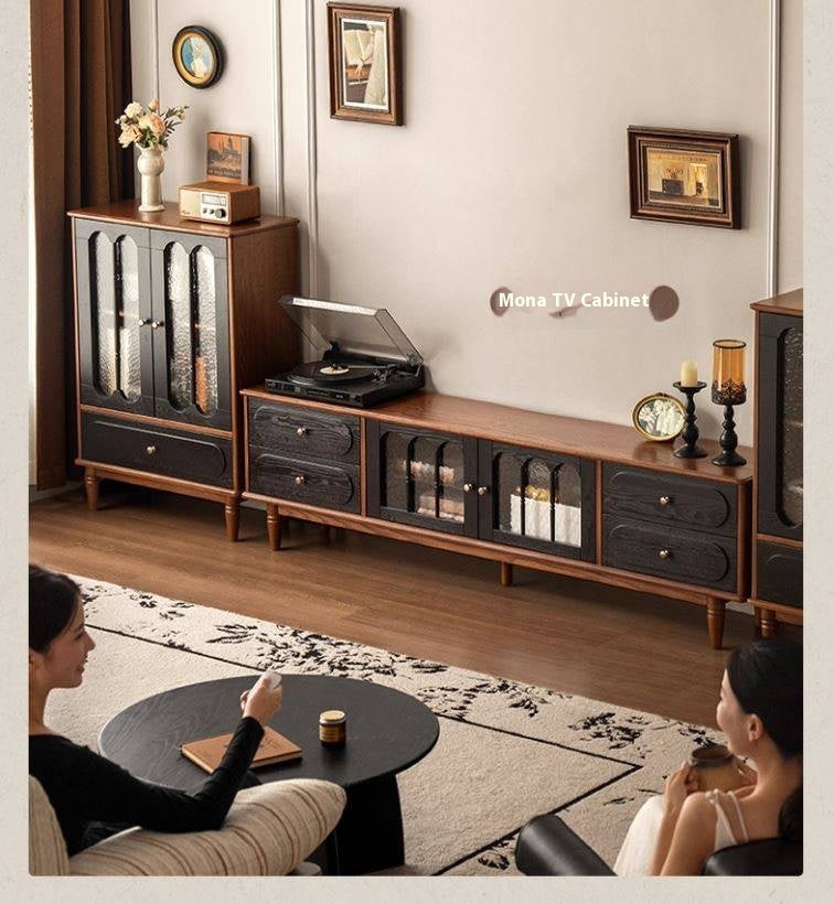 Ash Solid Wood French Retro Side Cabinet.