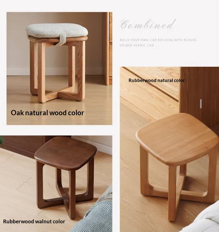 Oak Solid Wood, Rubberwood Solid Modern Simple Makeup Stool