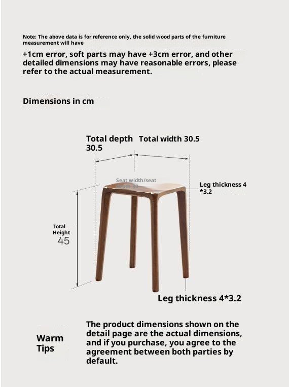 Black Walnut, Ash Solid Wood Square Stackable Stool