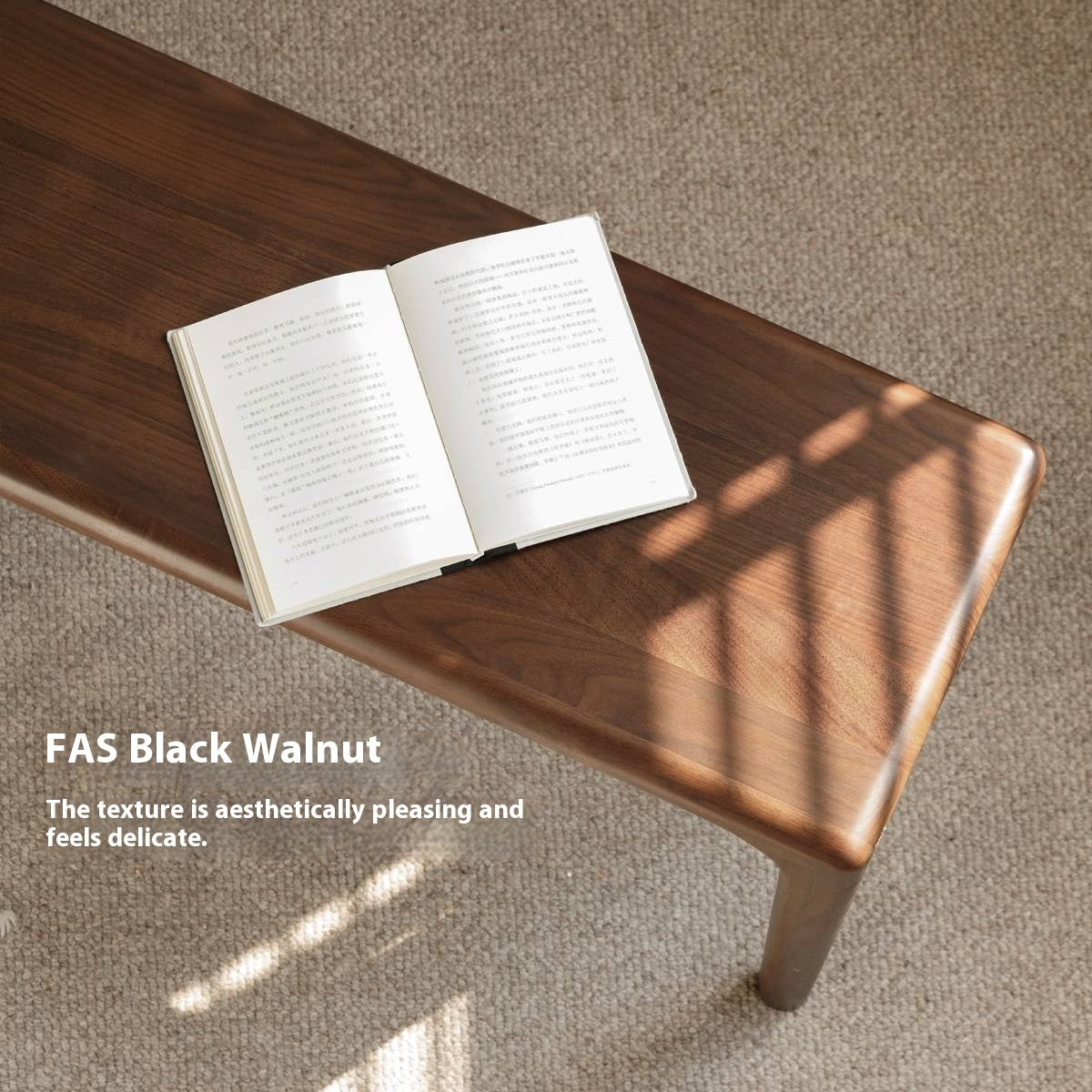 Black Walnut Solid Wood Light Luxury Style Bench