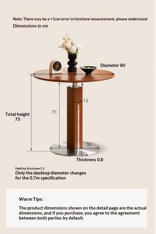 Poplar Solid Wood Vintage Round Bauhaus Style Dining Table