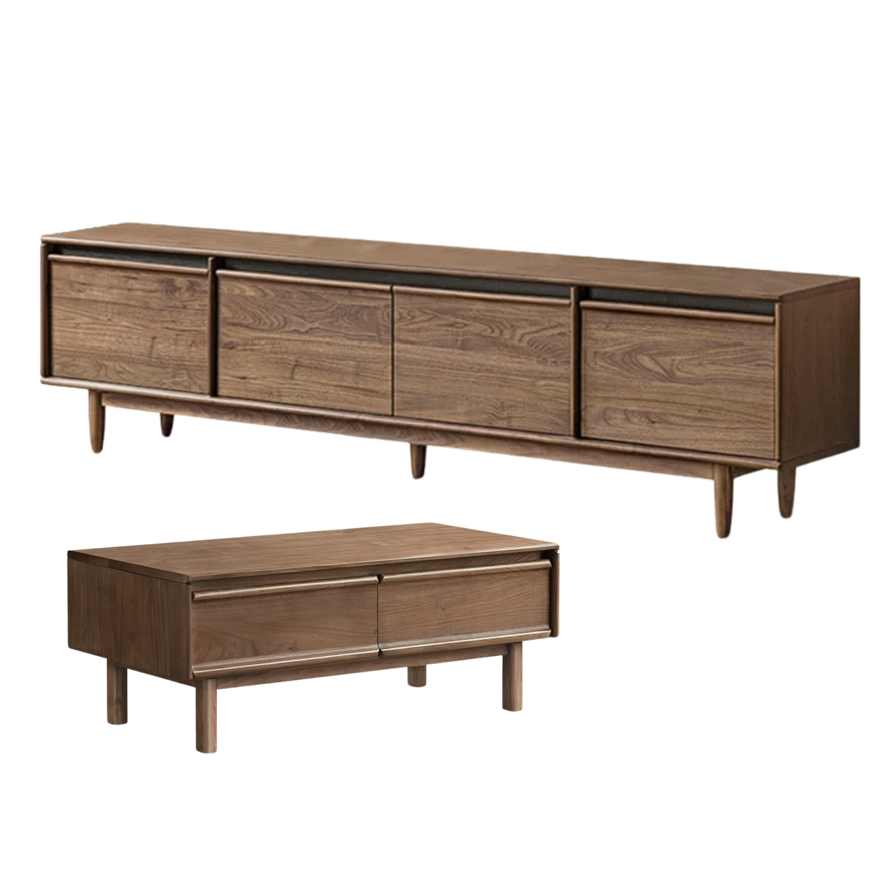 Black Walnut, Ash, Oak Solid Wood, Solid Longan Hardwood Modern Coffee Table
