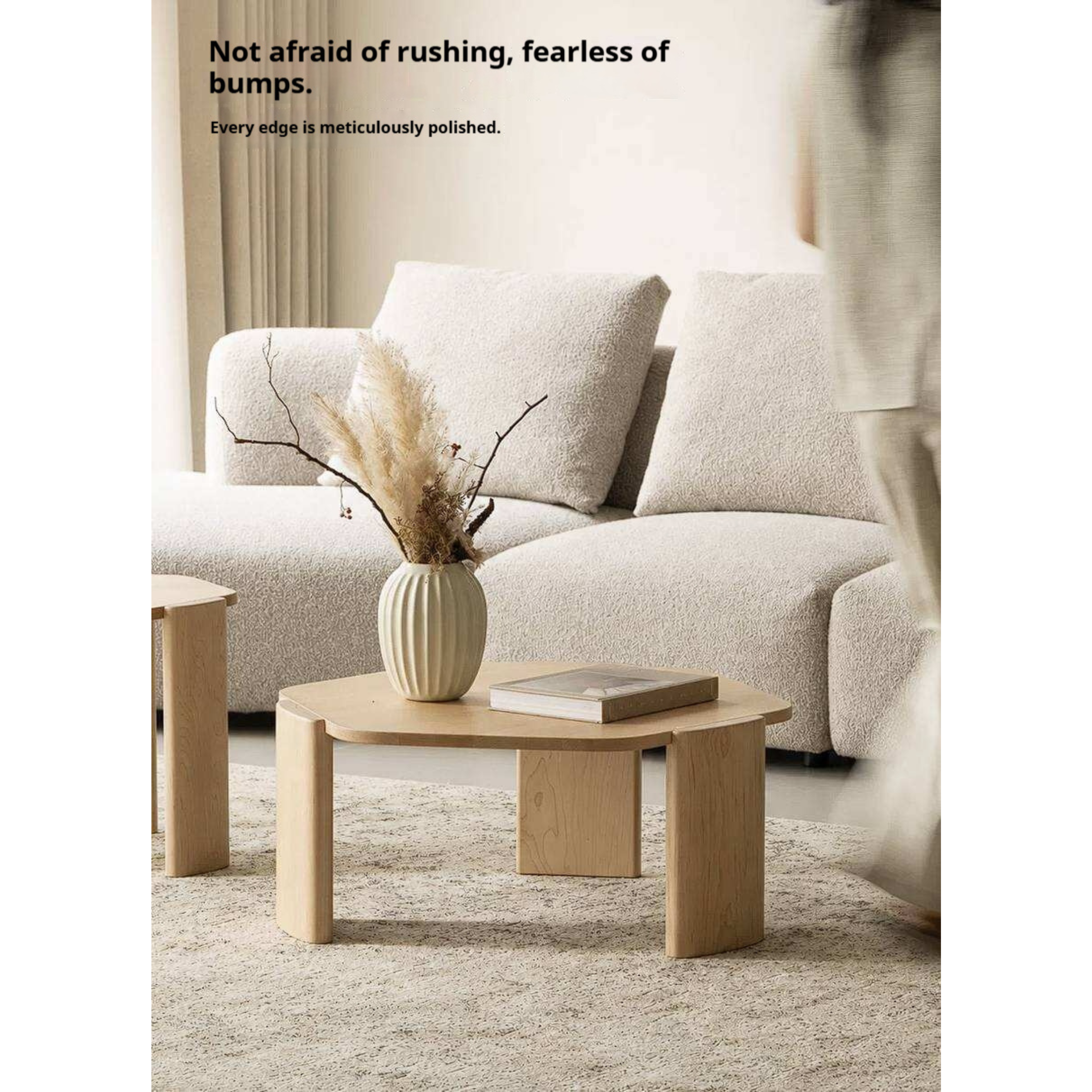 Maple Solid Wood Organic-Shape Nesting Coffee Table Set