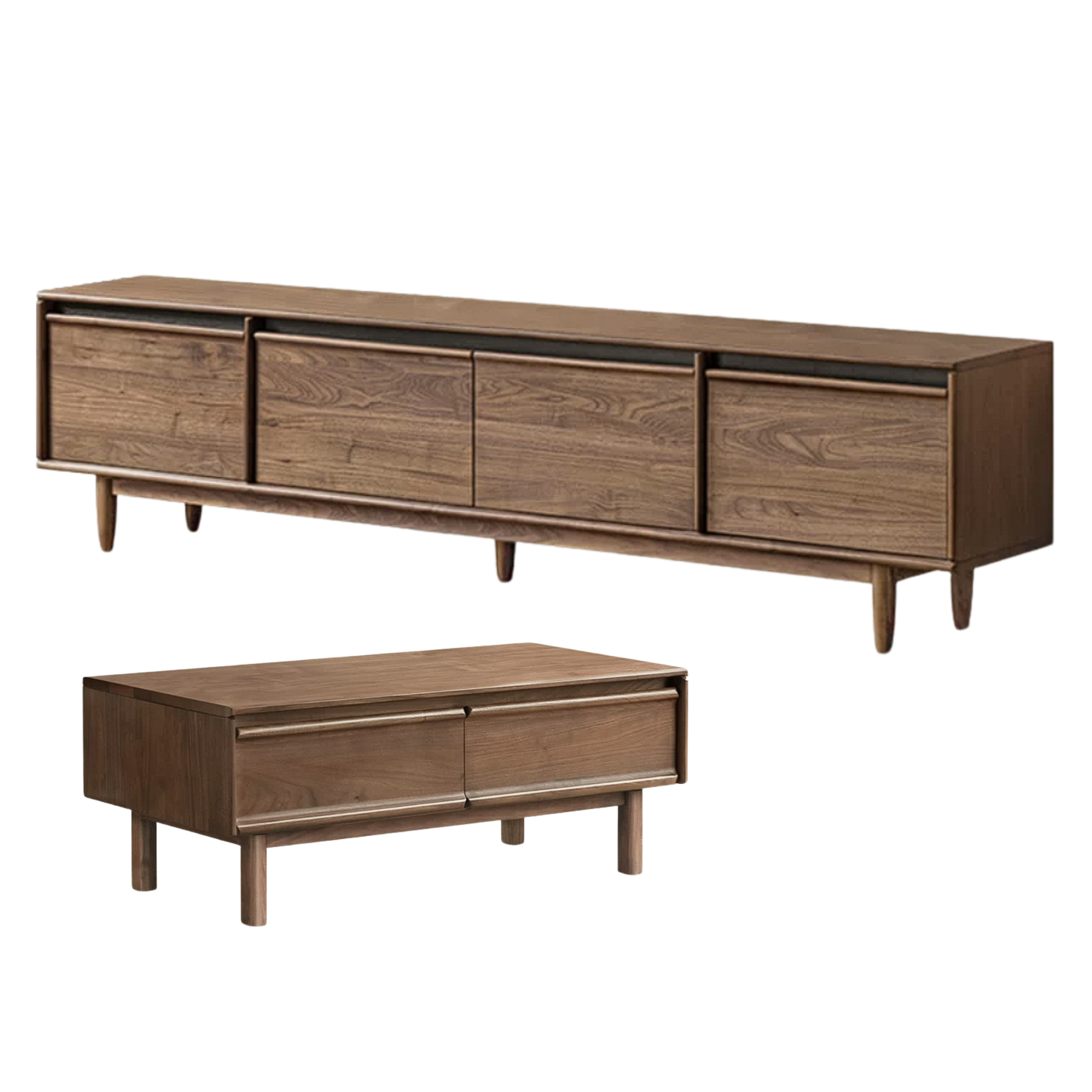 Black Walnut, Ash, Oak Solid Wood, Solid Longan Hardwood Modern Coffee Table