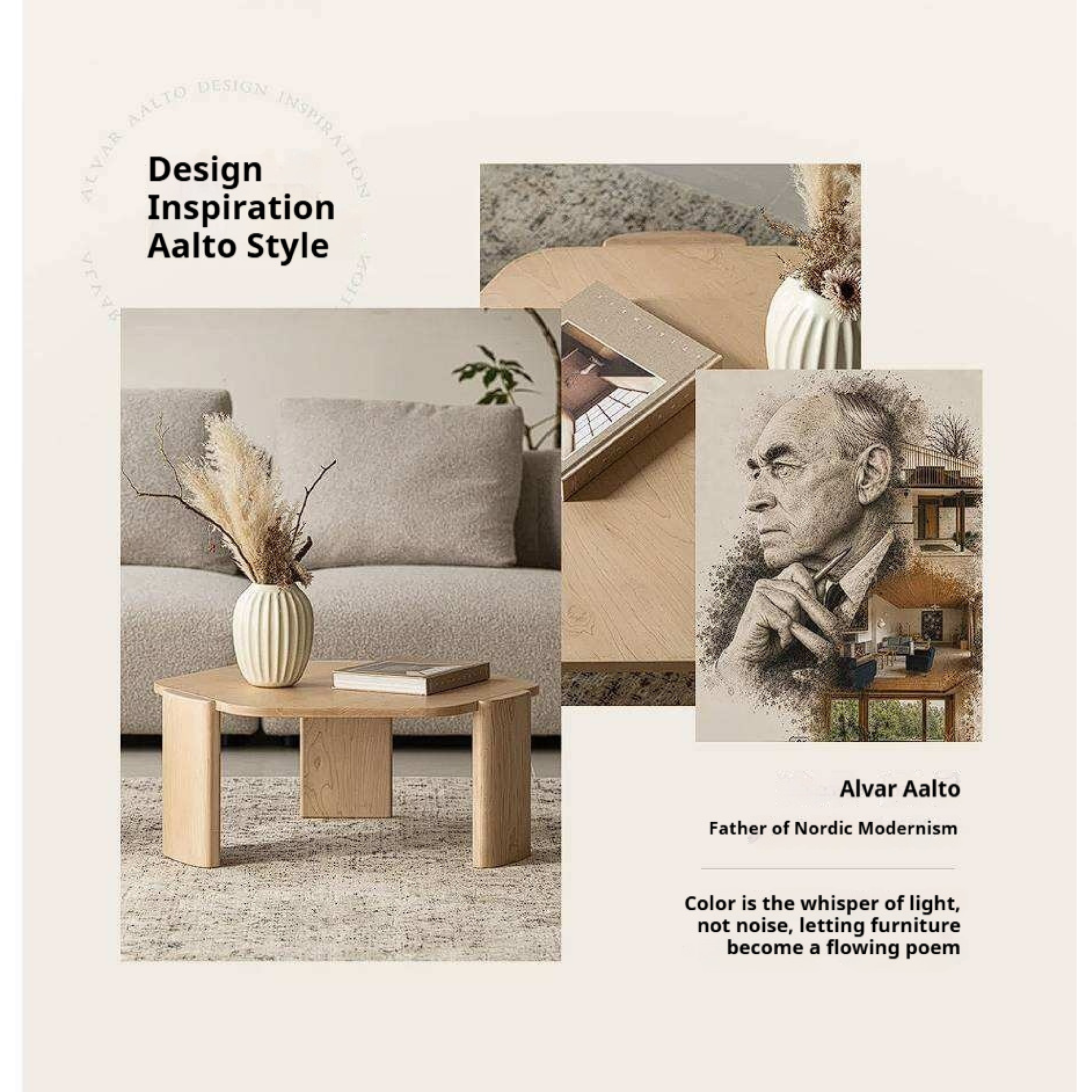 Maple Solid Wood Organic-Shape Nesting Coffee Table Set