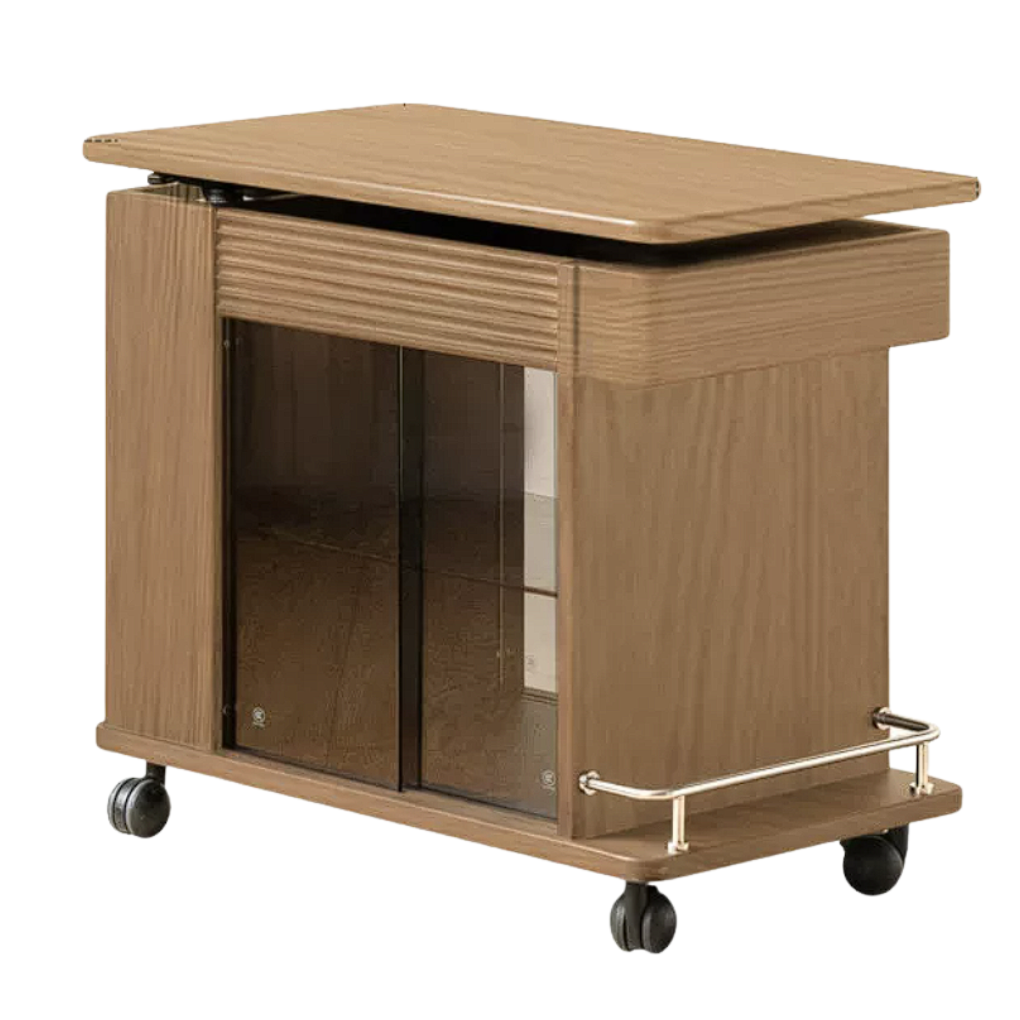 Black Walnut, Golden Pear Solid Wood Rolling Side Table – Modern End Table