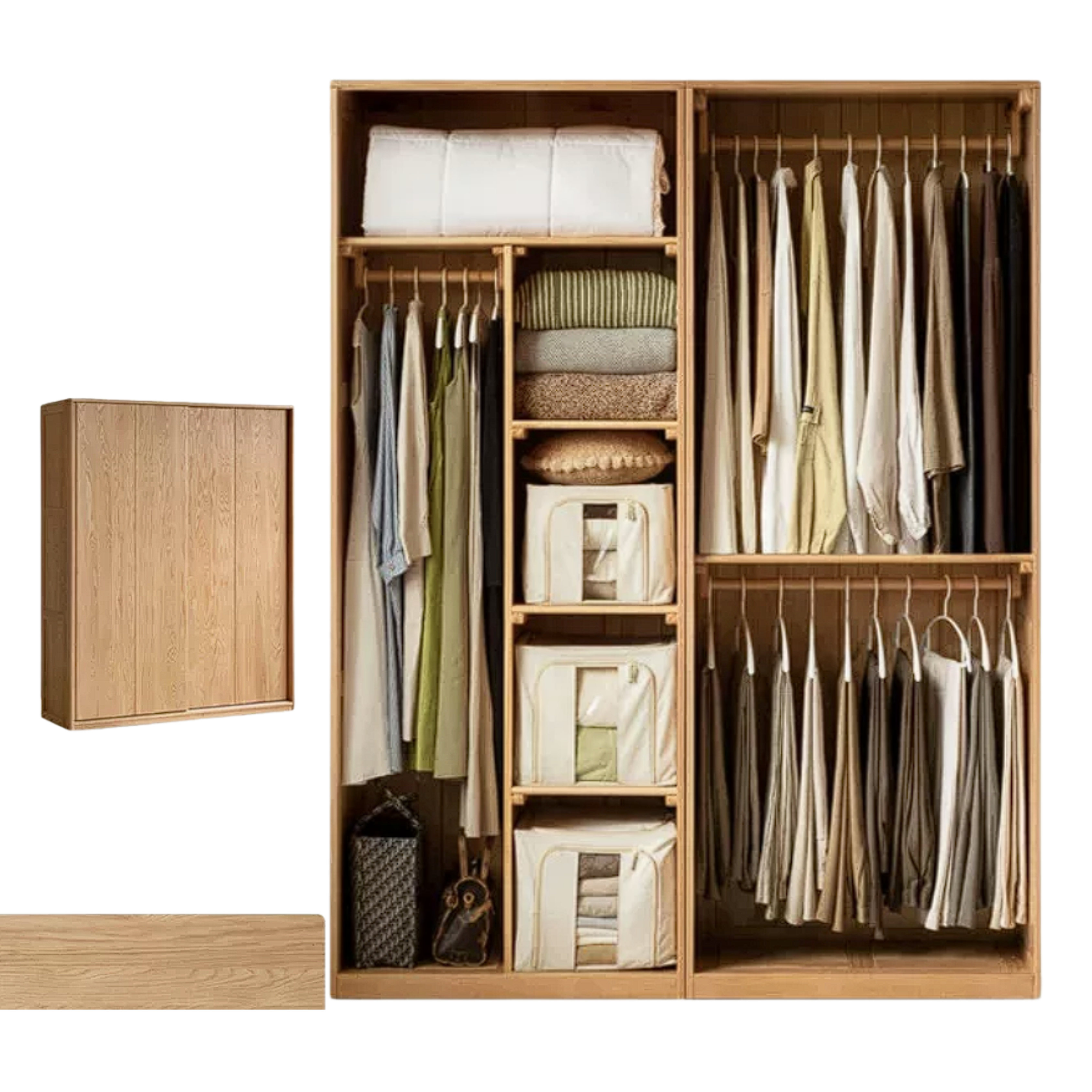 Oak Solid Wood Sliding Door Wardrobe