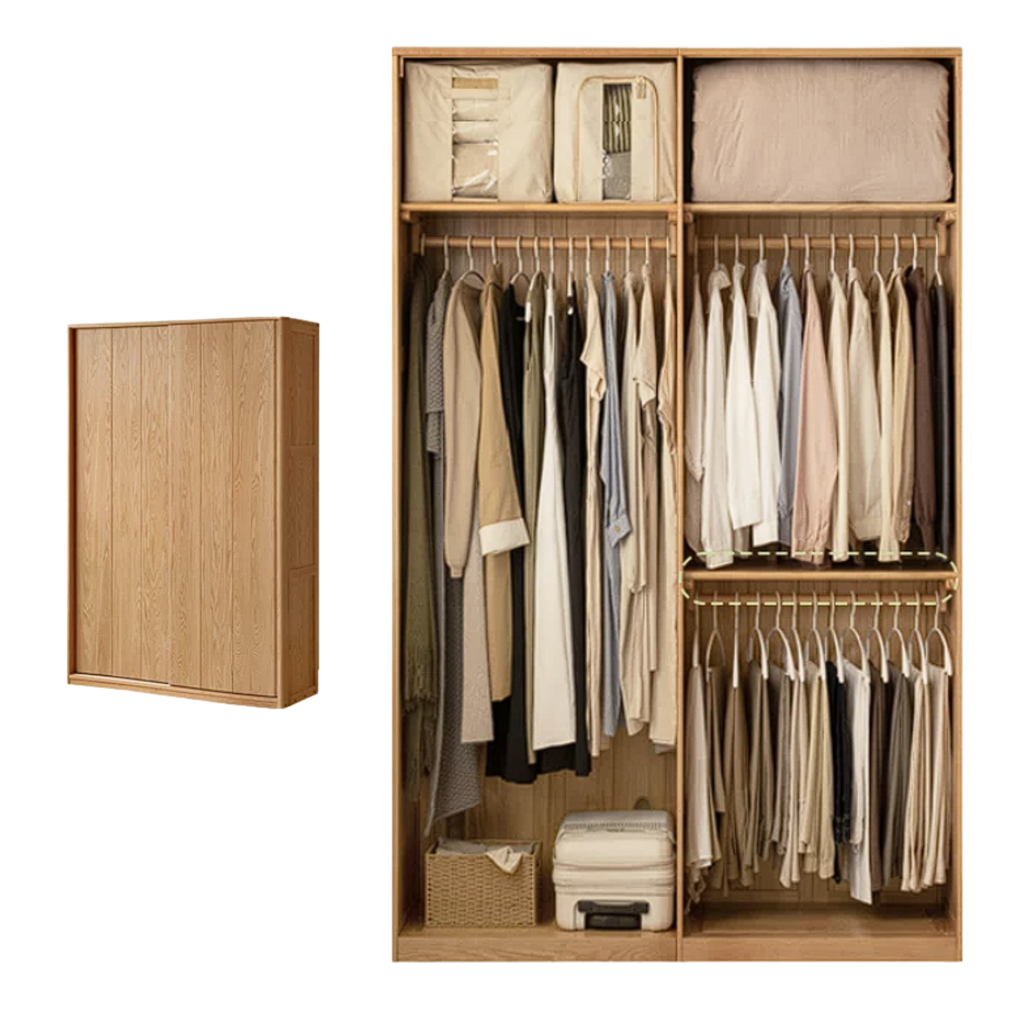 Cherry Wood Sliding Door Retro Wardrobe