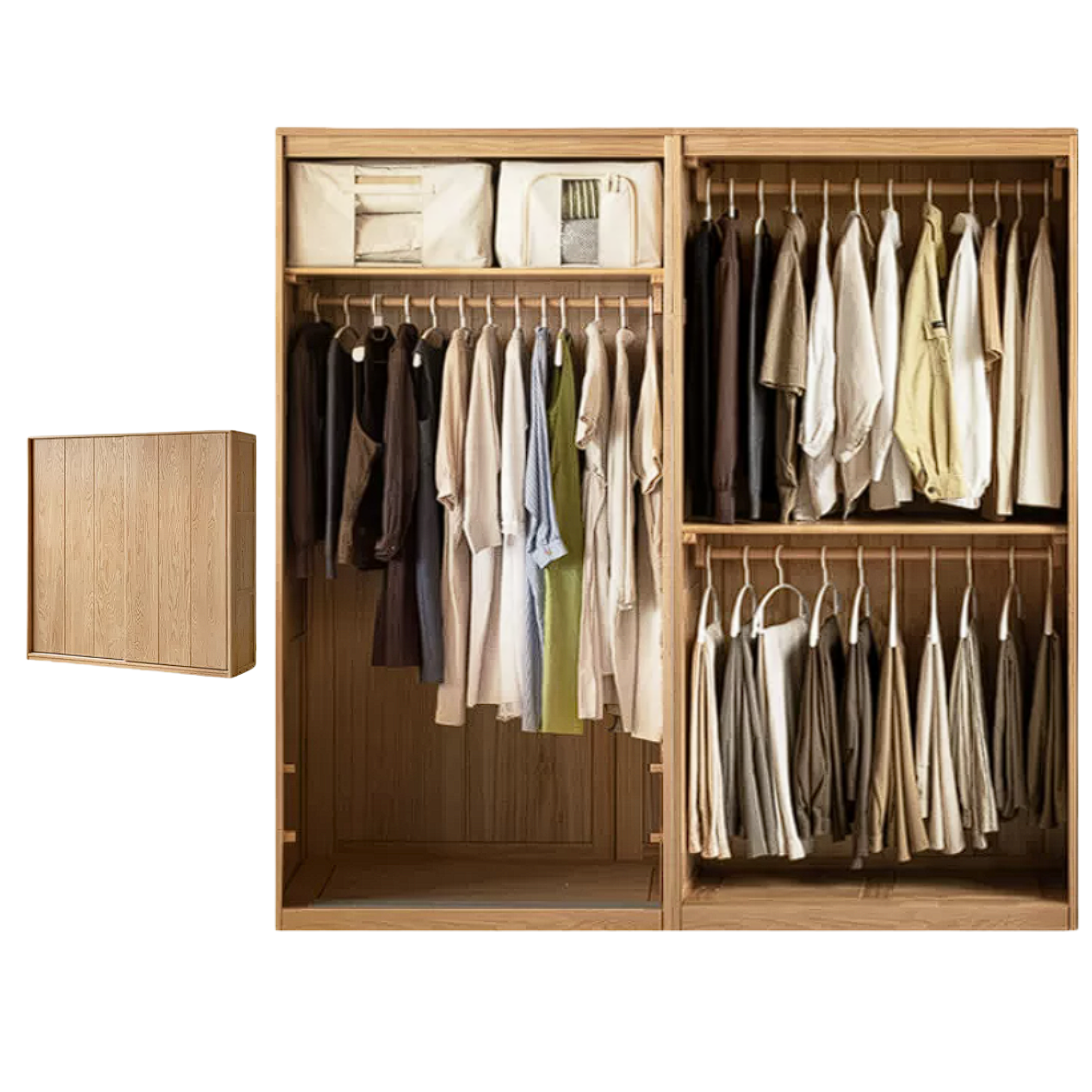 Oak, Ash Solid Wood Wardrobe With Sliding Doors