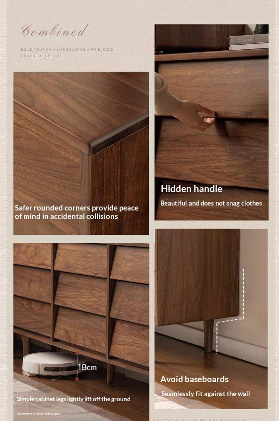 Black Walnut Solid Wood antique Style Chest of Drawers