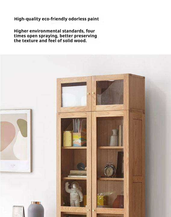 Oak, Cherry, Black Walnut Solid Wood Top Cabinet Combination Bookcase