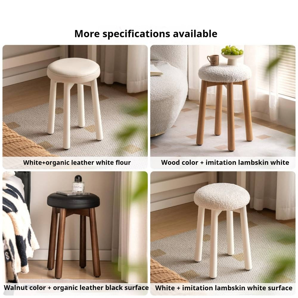 Solid Rubberwood Modern Soft Makeup Stool