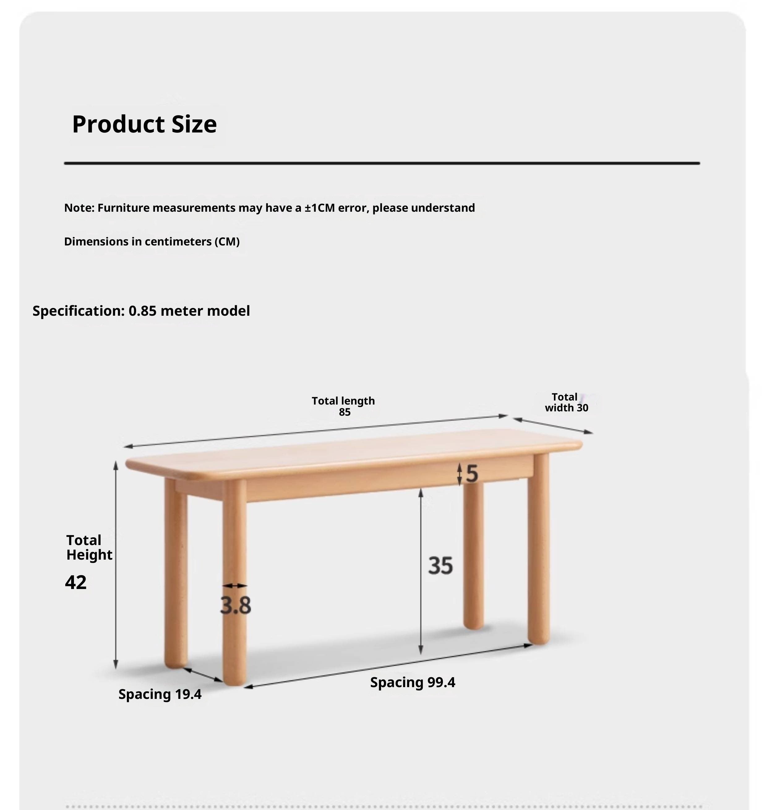 European Beech Wood Modern Long Bench