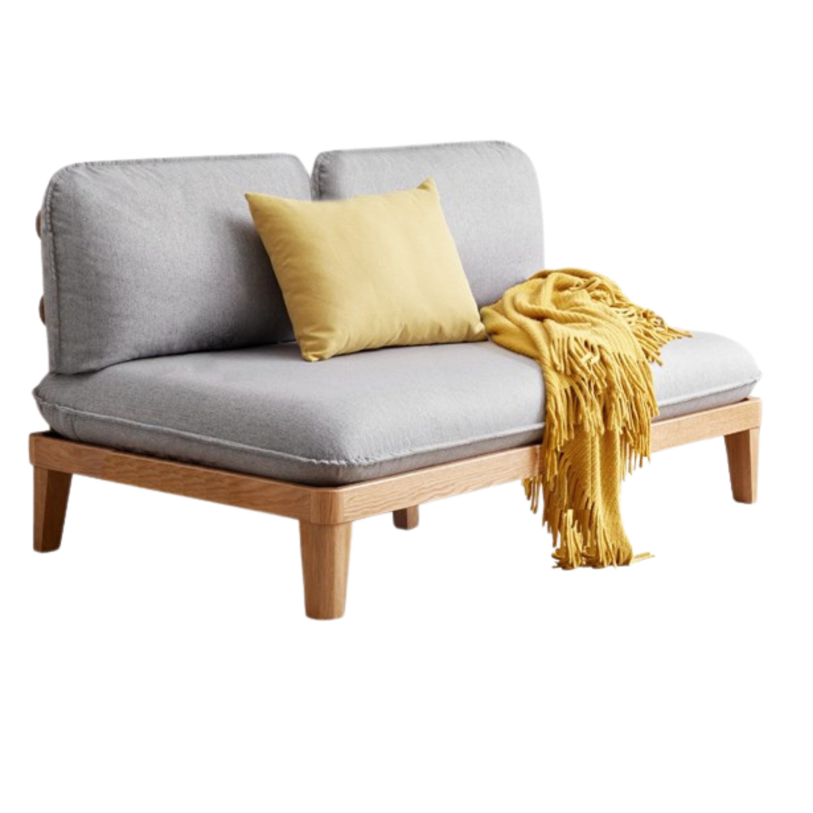 Oak Solid wood Armless Straight Fabric Sofa.