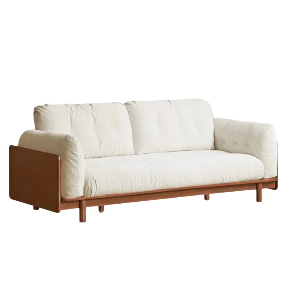 Solid RubberWood Fabric Sofa Ancient Style