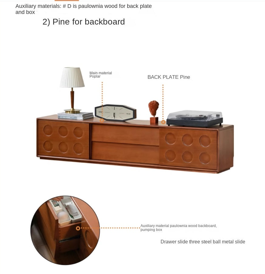 Poplar Solid Wood Medieval Style Retro TV Cabinet.