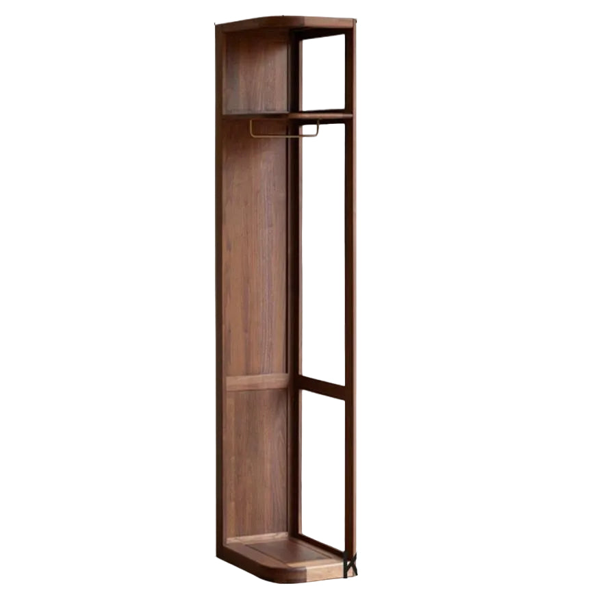 Black Walnut Solid Wood Storage Rack Floor Corner Hanger.