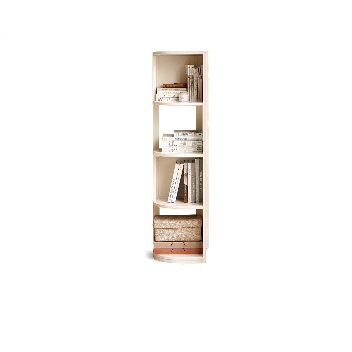 Poplar Solid Wood Corner Bookshelf, Floor-standing Storage Rack Cream Style