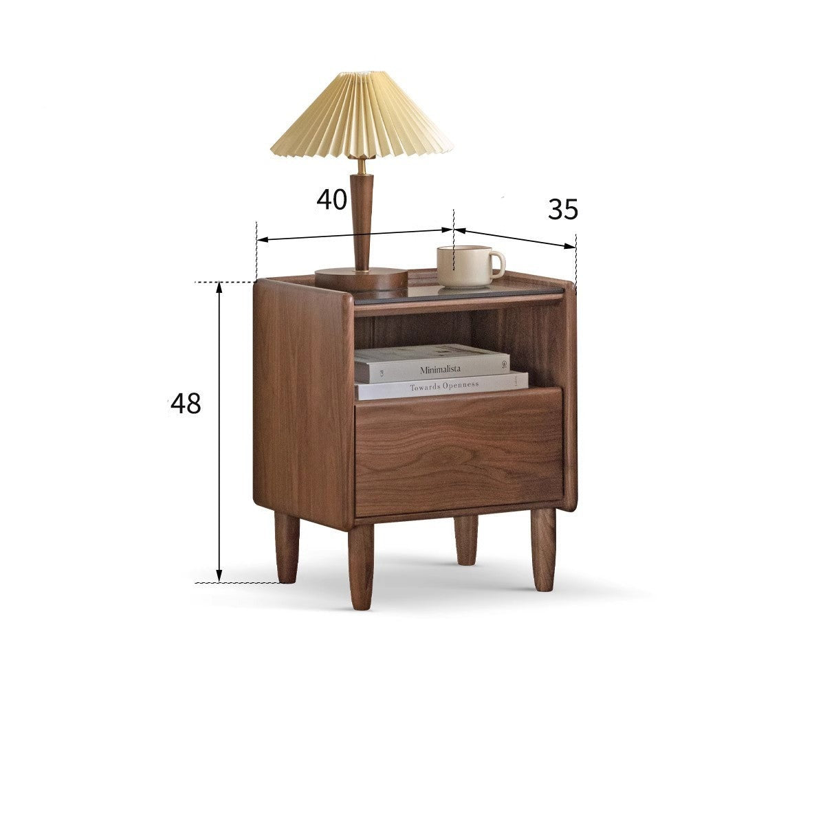 Black walnut, Caluswood Solid Wood Night Stand Glass Countertop