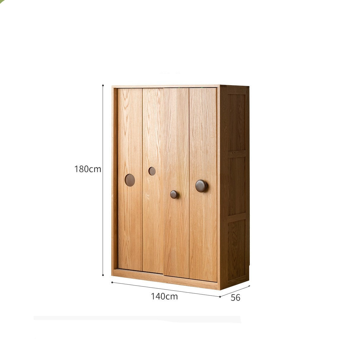 Oak Solid Wood Children's Sliding Door Wardrobe