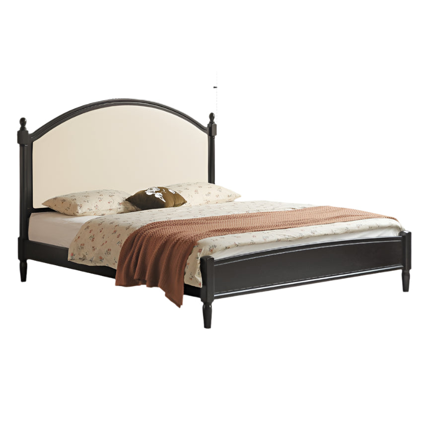 Rubberwood Solid Wood Soft Backrest Bed French Style
