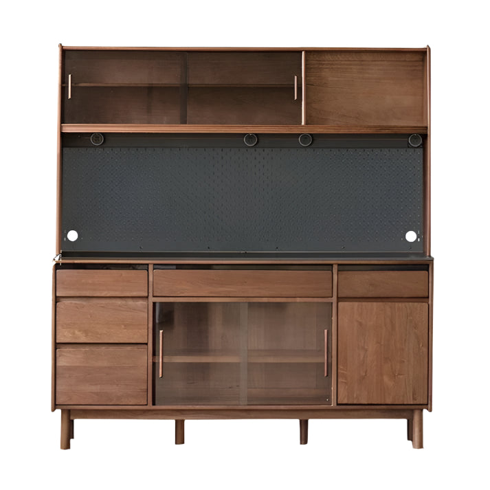 Black Walnut, Sandalwood Solid Wood Light Luxury Rock Plate Sideboard