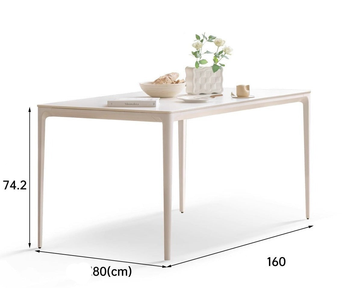 Iron-cream rock slab dining table"