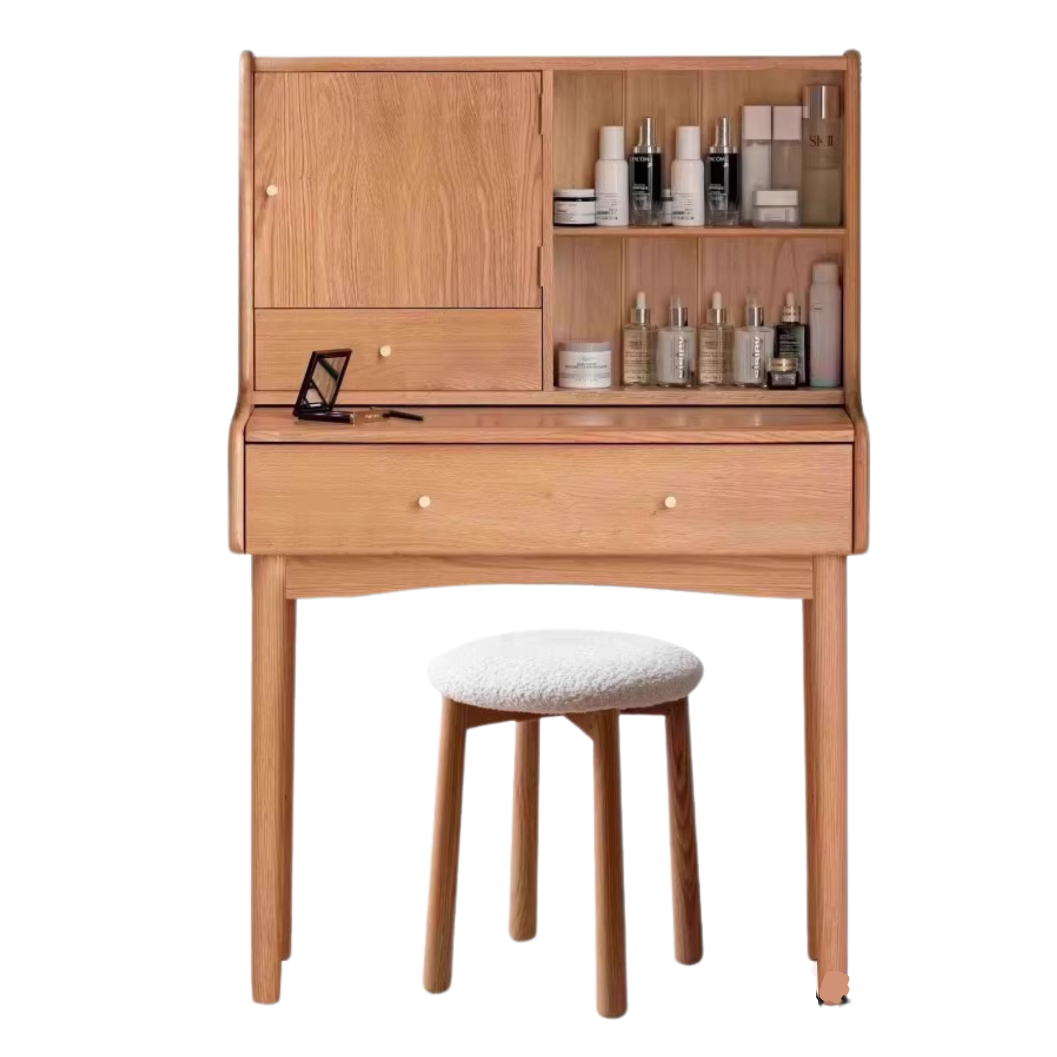 Oak Solid Wood, Solid Rubberwood Vanity Table, Makeup Table.