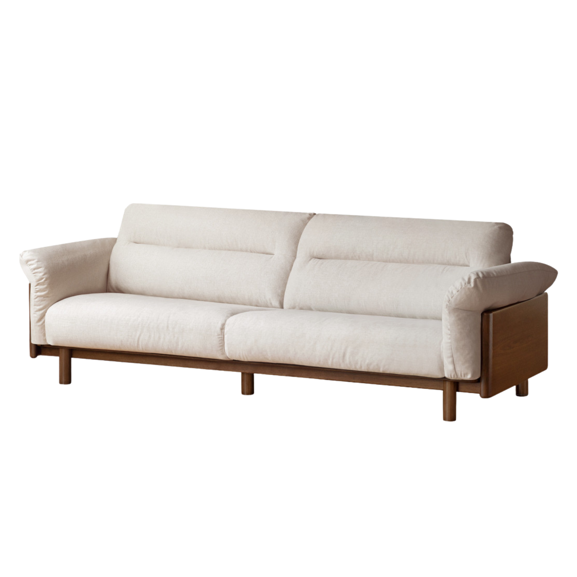 Black Walnut, Oak Solid Wood Sofa Genuine Leather, fabrics