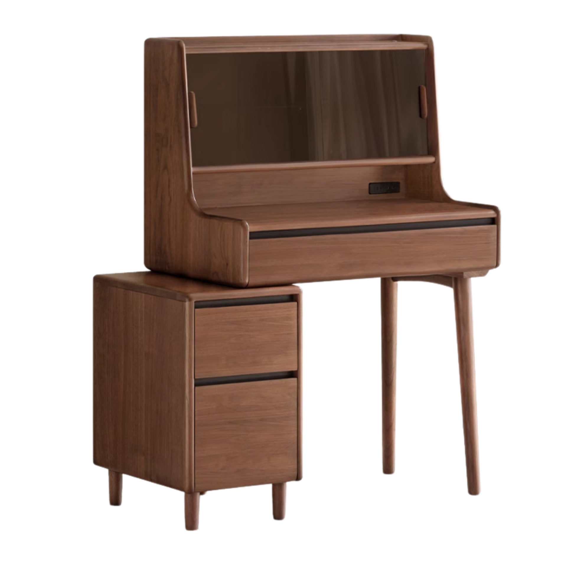 Black Walnut, Sandalwood Solid Wood Lighted Dressing Table