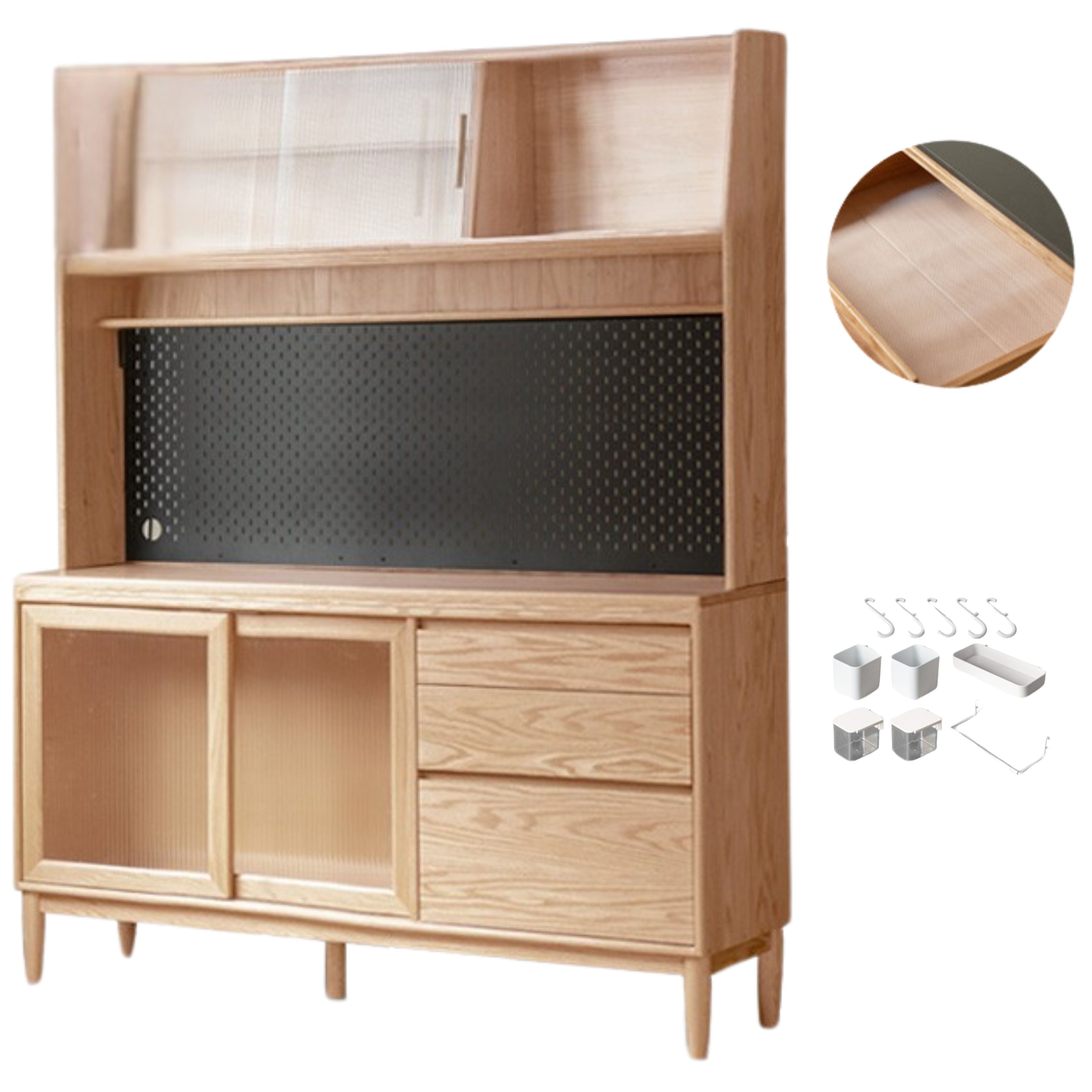 Oak, Ash Solid Wood Large Capacity Storage Sideboard