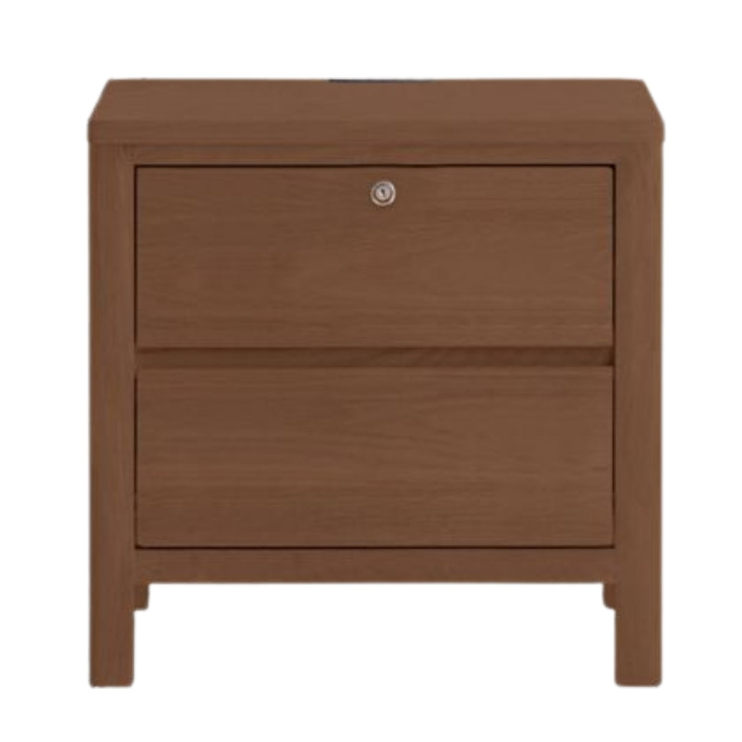 Oak Solid Wood, Solid Rubberwood Nightstand with Locker.