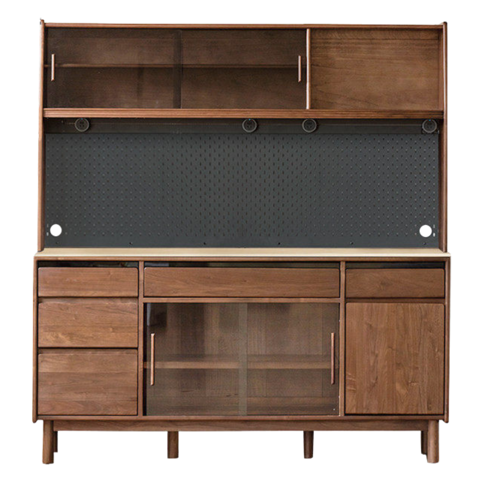 Black Walnut, Sandalwood Solid Wood Light Luxury Rock Plate Sideboard