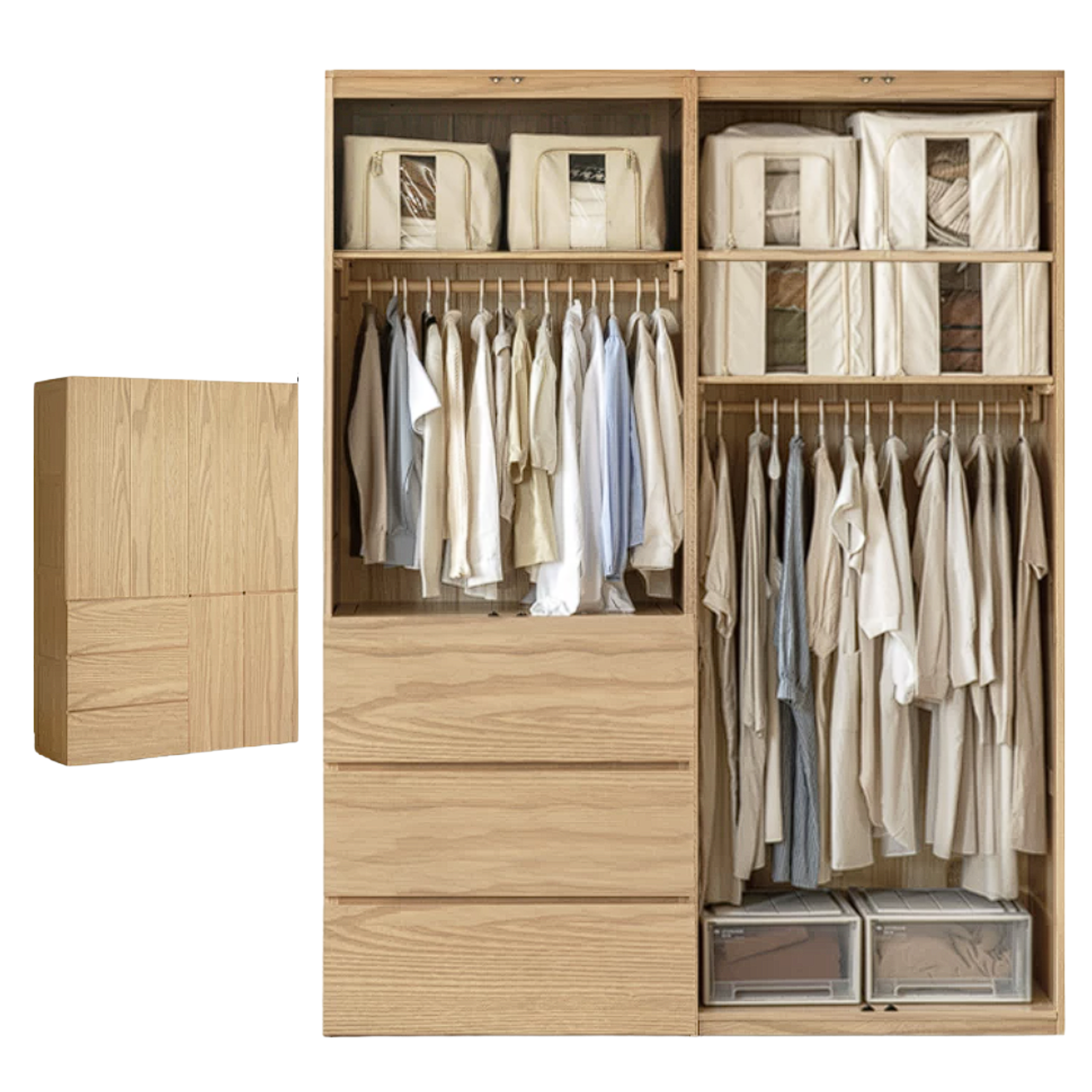 Oak, Ash Solid Wood Sectional Wardrobe