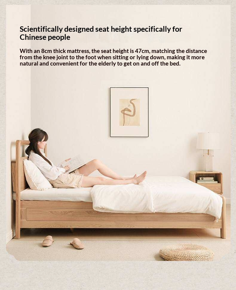 Ash Solid Wood Box Bed Modern Simple