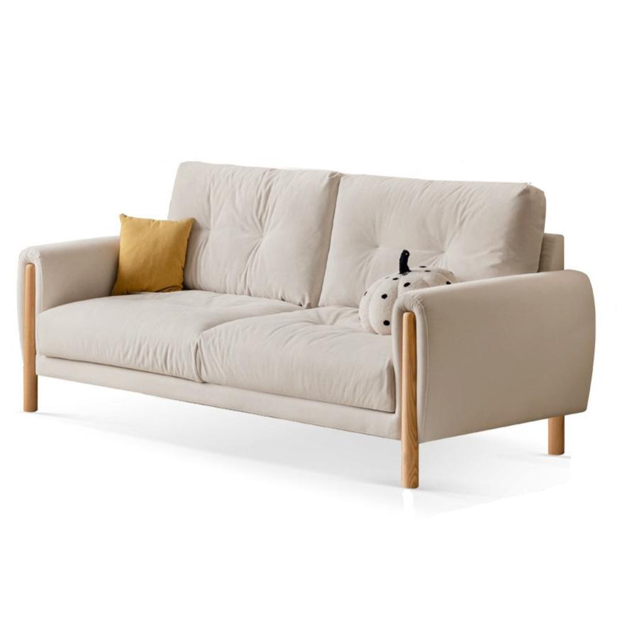 Oak Solid Wood Fabric White Cream Style Cat Scratching Cloth Sofa.