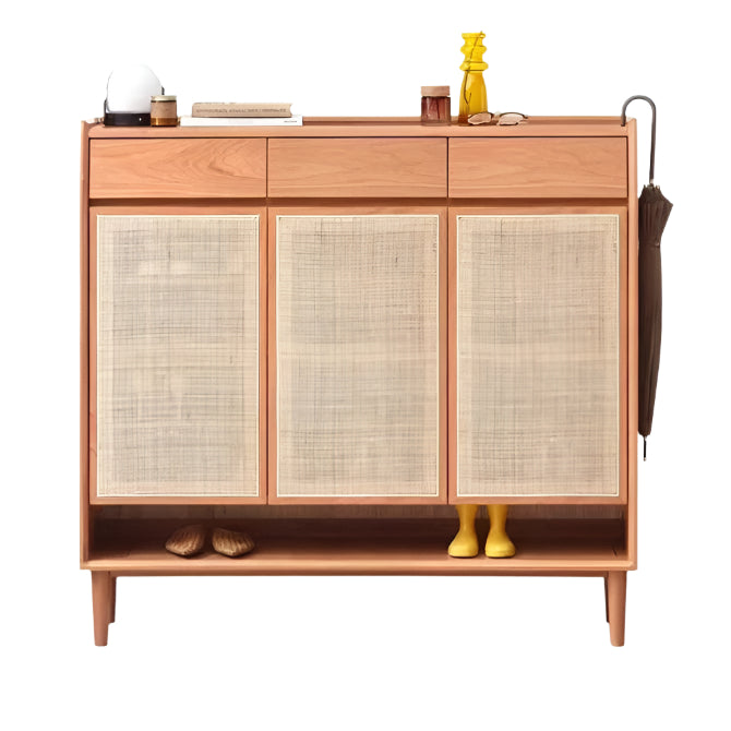 Сherry Solid Wood Rattan Locker Shoe Cabinet